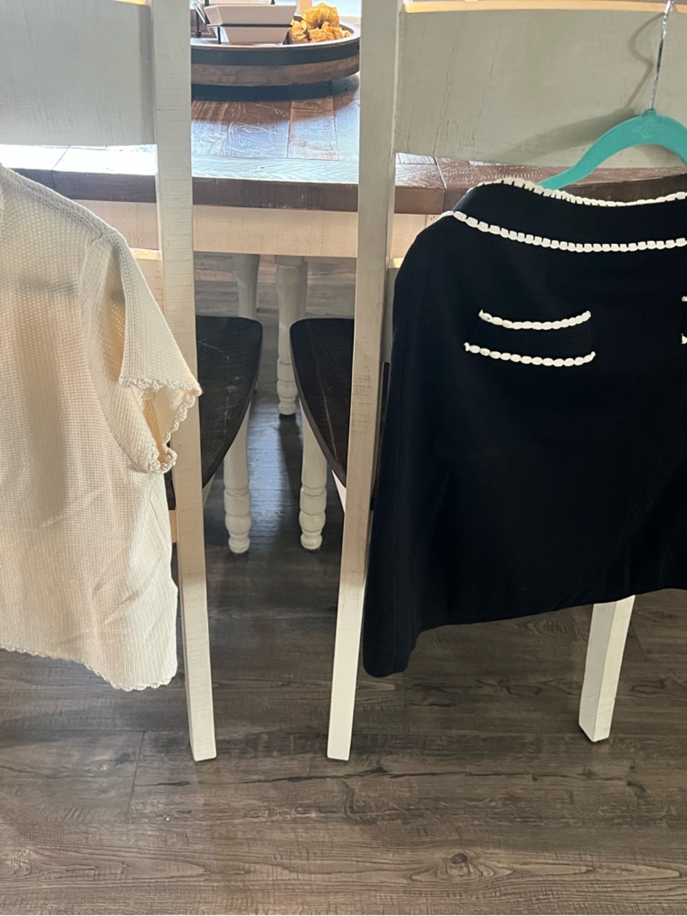 Classic Knit Skirt Set with Contrast Trim - Black and Cream
